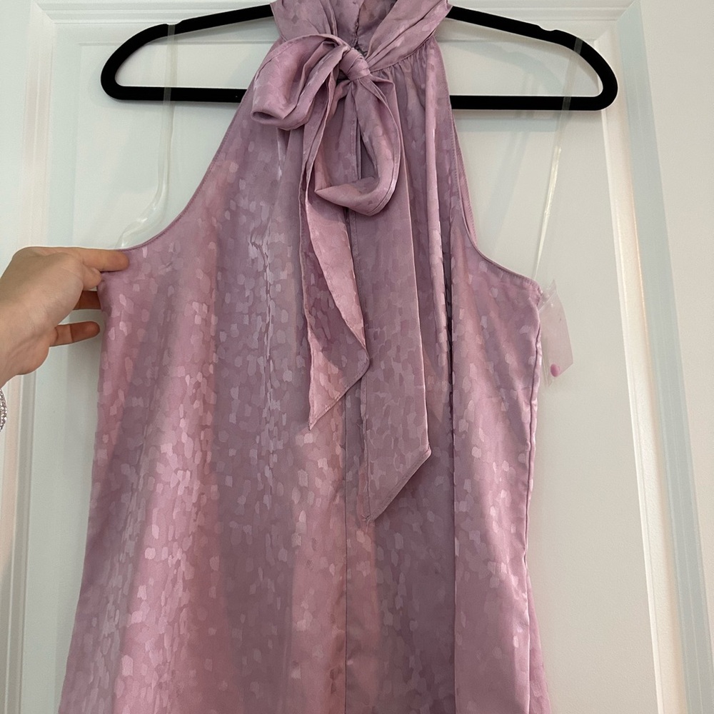 Worthington Dusty Mauve Sleeveless Bow-Tie Neck Blouse